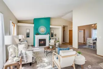 As the weather cools, gather around the gas fireplace and enjoy the comfort of home.