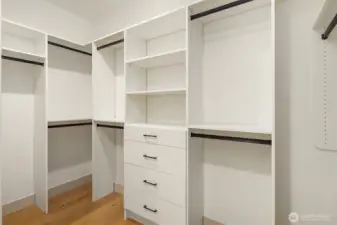 Built-in closet system in primary