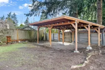 This covered area could make a superb outdoor kitchen. It would also work well for chickens, an area for pets, or a play area for kiddos.