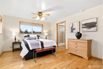 Primary Bedroom with adjoining bath with separate shower and jetted tub, plus large walk-in closet