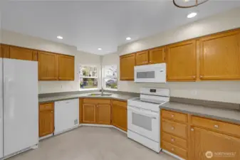 Functional kitchen layout with ample cabinetry.