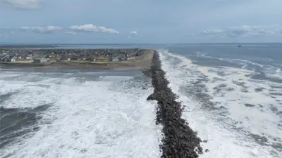 AERIAL SHOWING HOW LARGE THE ROCK JETTY WRAPS AROUND THE PENINSULA OF OCEAN SHORES!