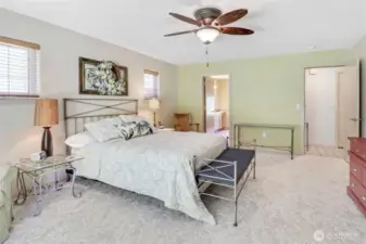 primary suite on opposite side of other two bedrooms