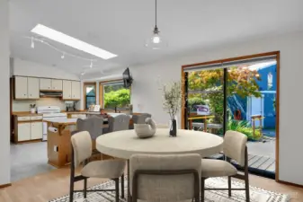 Vaulted Ceilings, and sky light.