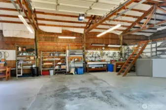 Detached Shop and Garage Area. Over head loft for storage space.