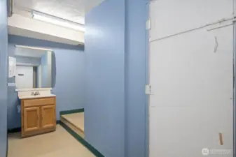 Second half bath in lower level (Men's room).