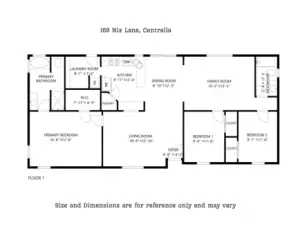 Floor plan for reference only. Room sizes may vary.