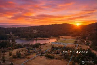 Southwest vantage of the property featuring the front 5 acres along Wold Road is level and ideal for pastures or farming.