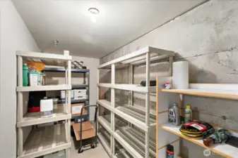 Large storage space by parking spots.