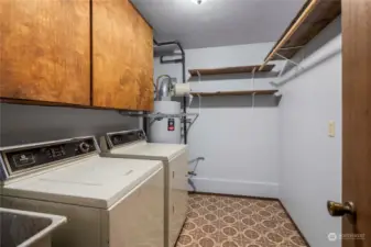 Full laundry room including a laundry sink downstairs.