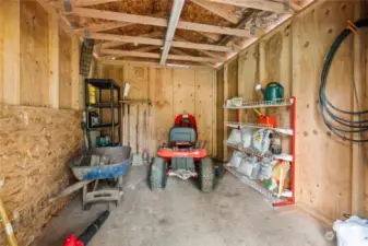 Inside of one of the storage sheds in the yard.