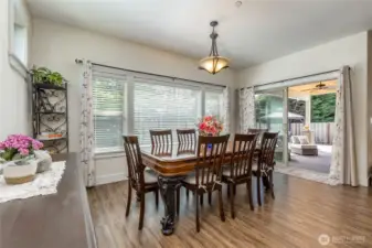 Large dining area with slider to the covered back patio