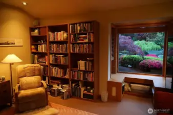 The second bedroom enjoys a beautiful view of the garden.