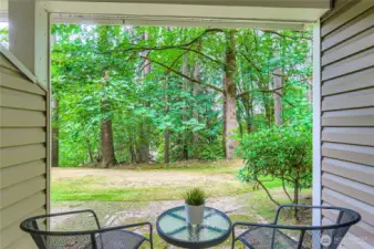 Relax on your private patio and enjoy your quiet retreat