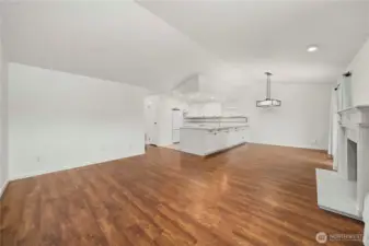 Open floor plan with updated kitchen.  Freshly painted!