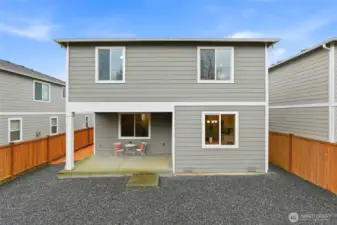 Backyard area provides great space with fully fenced yard and covered patio