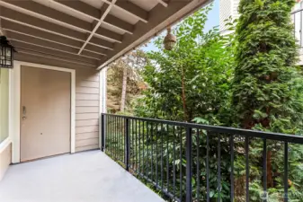 Balcony with large storage closet.