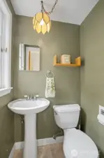 Well-dressed powder room on main level.