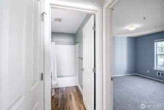 NEW carpet in bedroom with bathroom right next door!