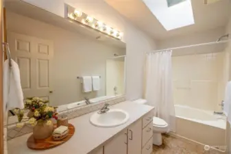 Hall bathroom with skylight