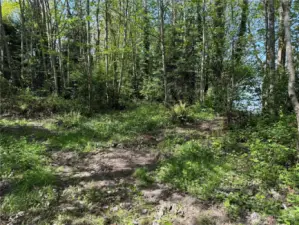Build site view of this flat partially cleared property with stunning views of sound to enjoy after building and clearing remaining lot