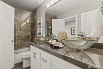 Up stairs Full Bath with designer touches serves 2 bedrooms