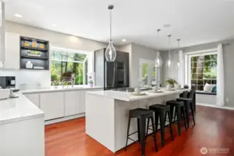 Fabulous Euro Kitchen with quartz counter tops and high end ( Miele) appliances