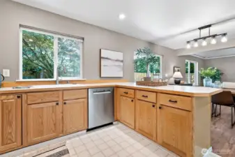with gas stove and stainless appliances