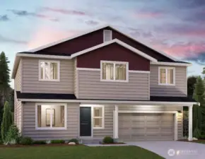 Warren 2448 Elevation B Rendering-Depictions of homes or other features are artist conceptions. Hardscape, landscape, and other items shown may be decoration and not included in the purchase price and availability may vary, not promised. Views may also be altered by subsequent construction, tree growth, and landscaping.