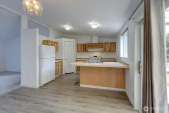 Another view of the kitchen eating bar.