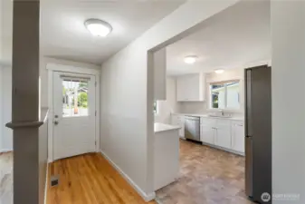 Modern kitchen just off the entry