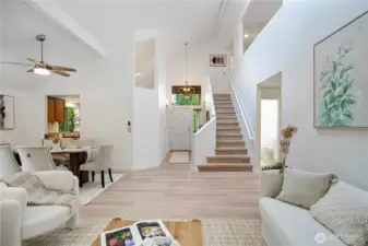 upstairs