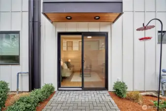 A look at the patio off the den/family room, one of 3 outdoor living spaces in the home.