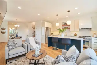 A look back towards the living room and Chef's kitchen.