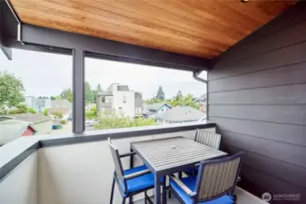 Adjacent to the primary bedroom is a covered deck with territorial views.