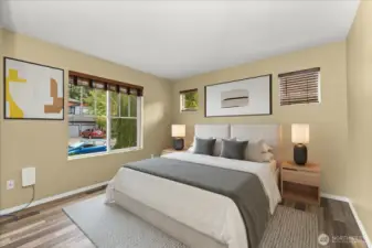 Here is another shot of this room as a main floor bedroom, if needed. Virtually staged.