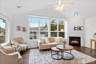 Oversized windows with new top-down bottom-up blinds for light control and privacy