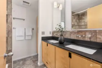 Primary bathroom with double sinks