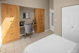 MIL/ADU Primary Bedroom with Built-Ins.
