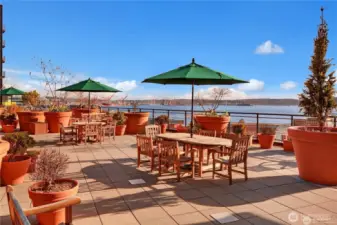 The rooftop deck on the 6th floor just off the community room.  Beautiful views of the Waterfront and amazing sunsets!