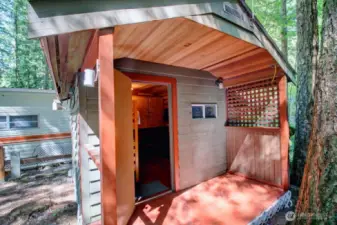 Covered shed entrance