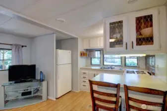 Enter into a great kitchen and living space