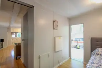Bedroom has door to outside
