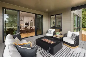 Outdoor living area with gas fire pit