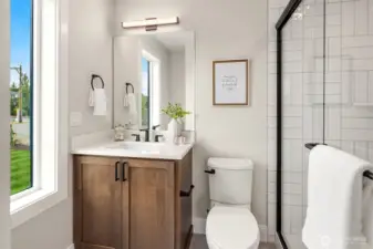 3/4 bath attached to second floor guest suite