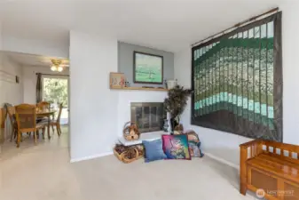 Wood-burning fireplace in the living room