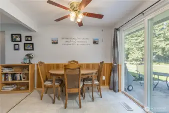 Dining room with slider to back patio