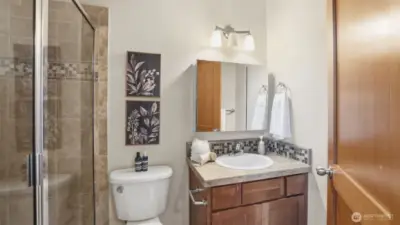 3/4 bath attached to primary suite