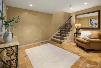 Lower level sitting area is a great spot for getting lost in your favorite book.