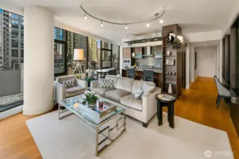 Seller updates include wide plank oak floors, custom lighting, built-ins and furniture included in price.